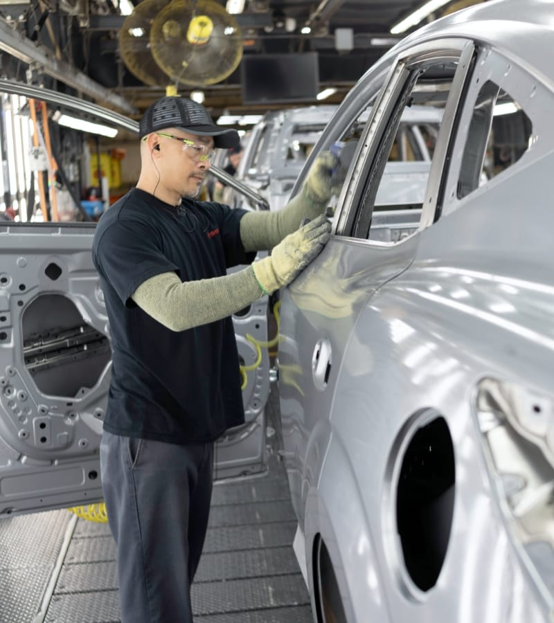 White Nissan Titan in production at factory